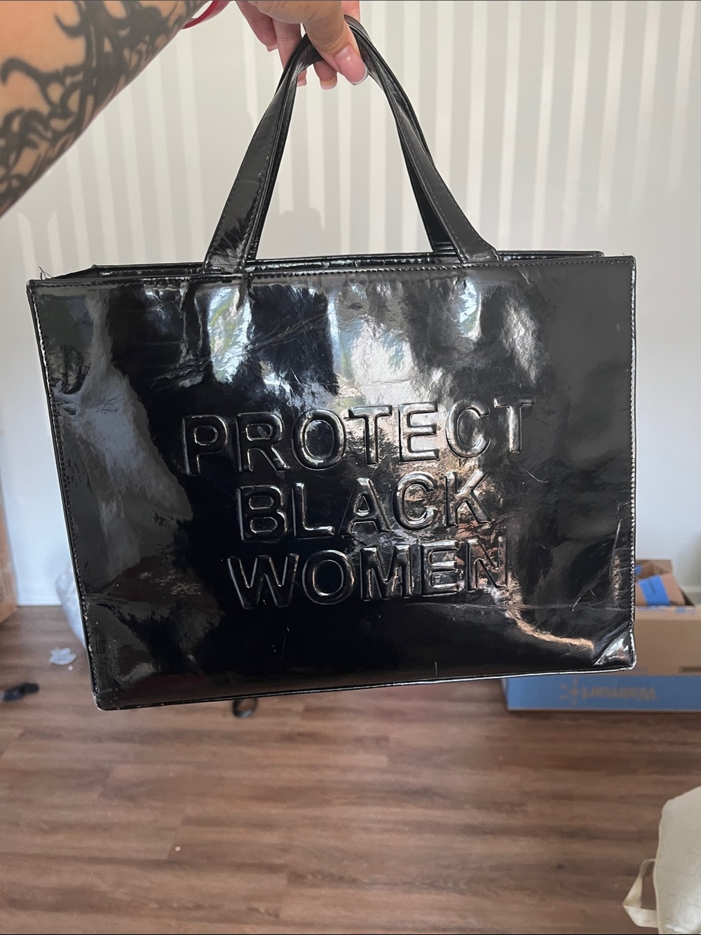 Patent Leather Statement Tote - Black